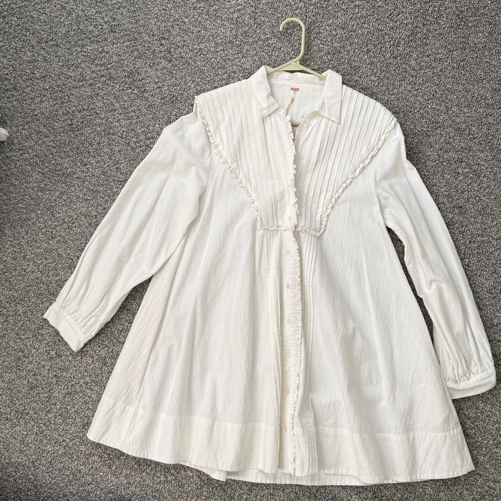 Free People Off White Button Down Dress. XS, NWT baby doll styling. - Picture 3 of 12